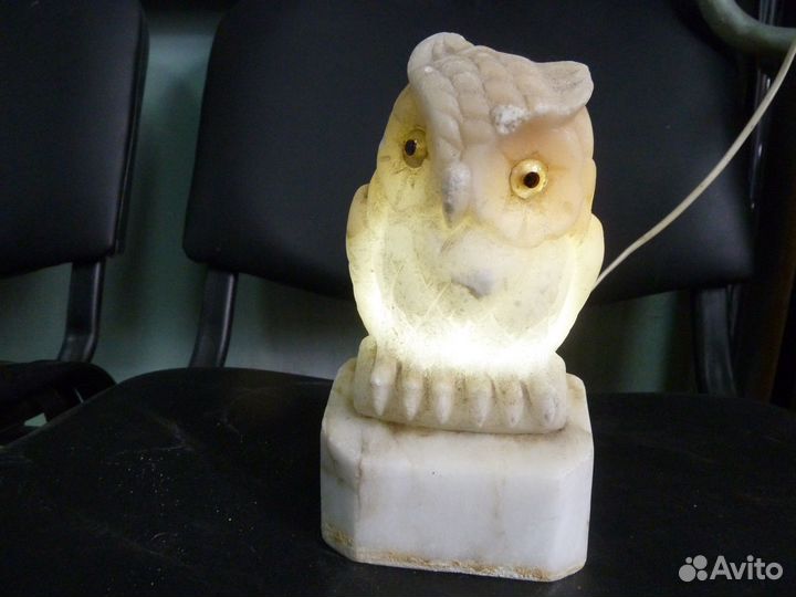 Мраморный светильник-ночник сова