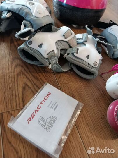 Роликовые коньки раздвижные 32-34, защита, шлем