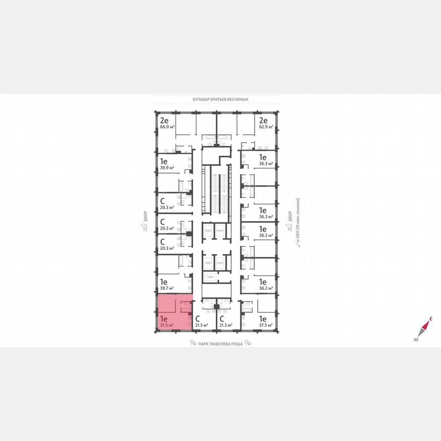 1-к. квартира, 37,5 м², 36/43 эт.