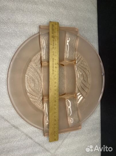 Блюдо Тарелка Розовое стекло