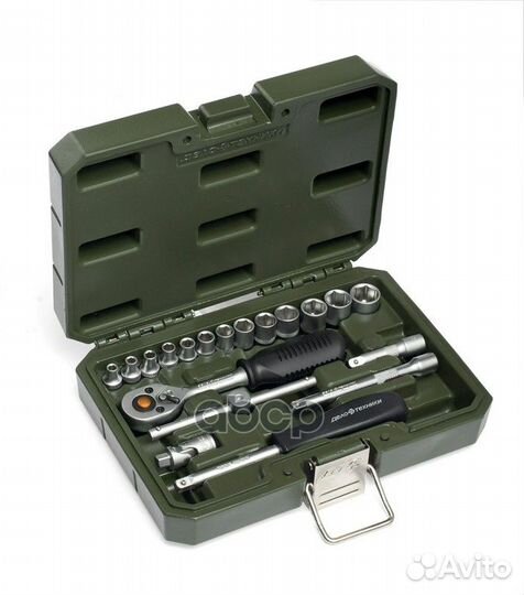 Набор головок 6-гр. с трещоткой 1/4 19 пр.дт/10