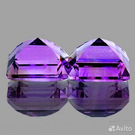 Аметист натуральный 4,44Ct 8мм 2шт VVS Square Афри