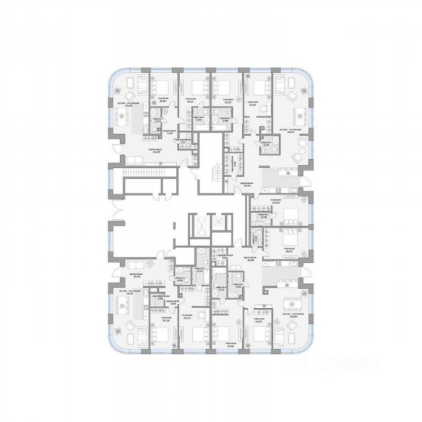 2-к. квартира, 107,9 м², 1/16 эт.