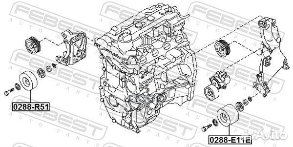 0288-E11E ролик обводной ремня но Nissan Navar
