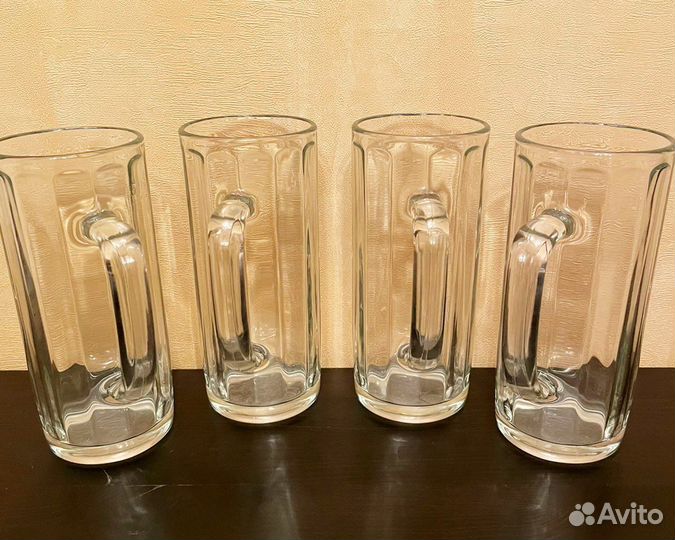 Пивные кружки из массивного стекла, 0.5 л, 4 штуки