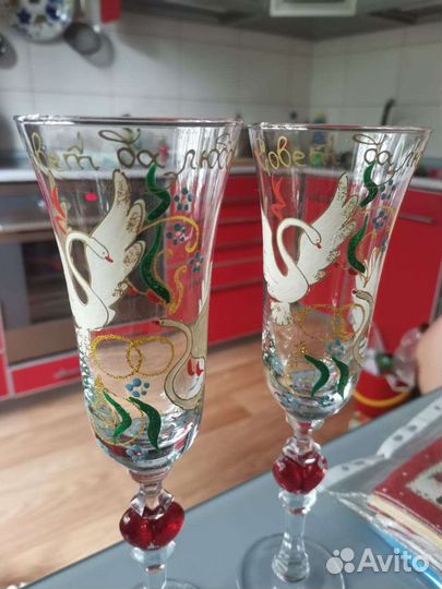 Свадебные бокалы ручной работы