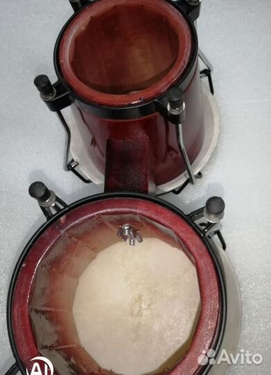 Бонго деревянные, с кожанной мембраной