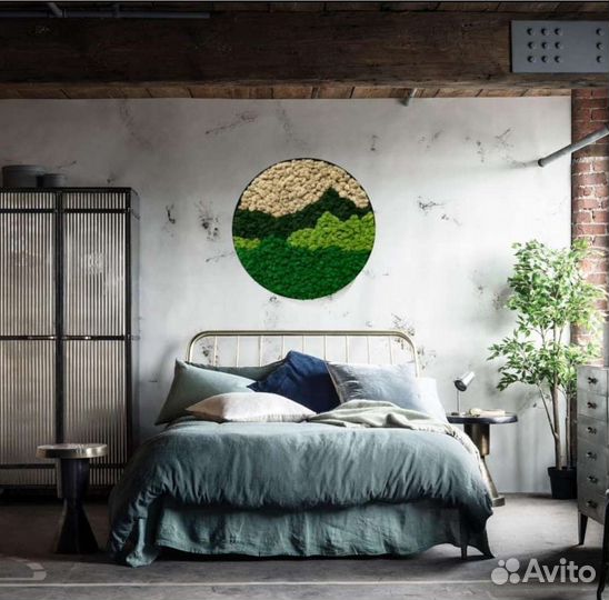 Круг из мха фитокартина панно мох