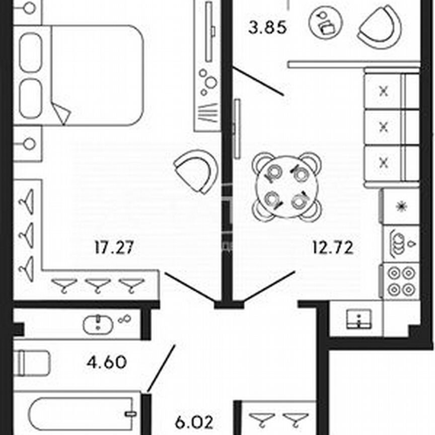 1-к. апартаменты, 44,5 м², 5/8 эт.