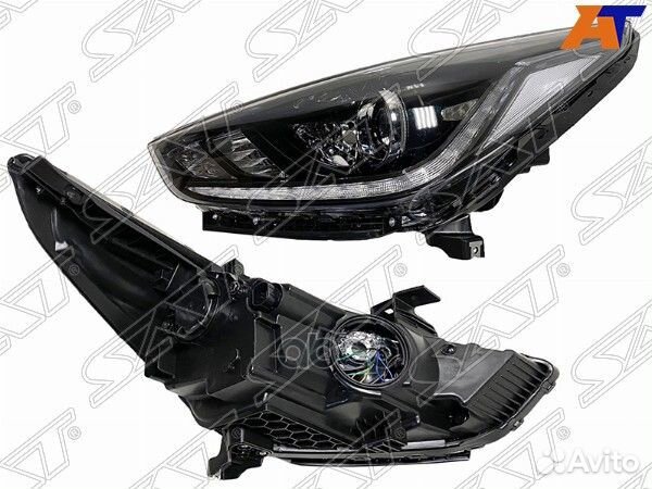 Фара Hyundai Solaris 17-20 (Слева/ Галоген/ ДХО/ С электрокорректором/ Линза)