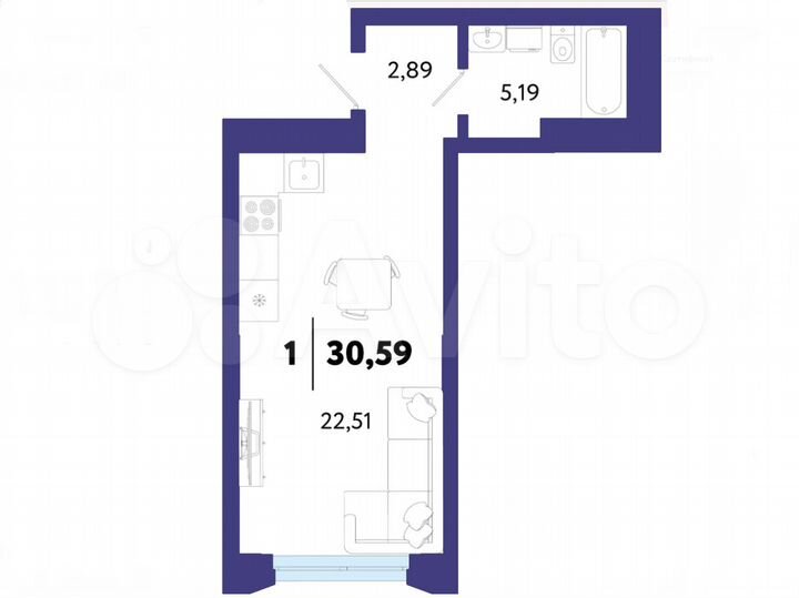 Квартира-студия, 22,5 м², 7/16 эт.