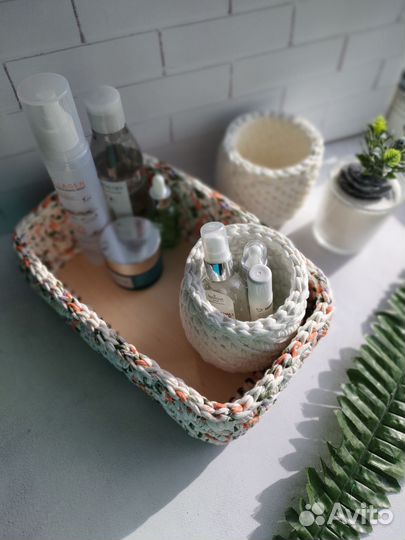 Подарочный набор корзинок из трикотажной пряжи