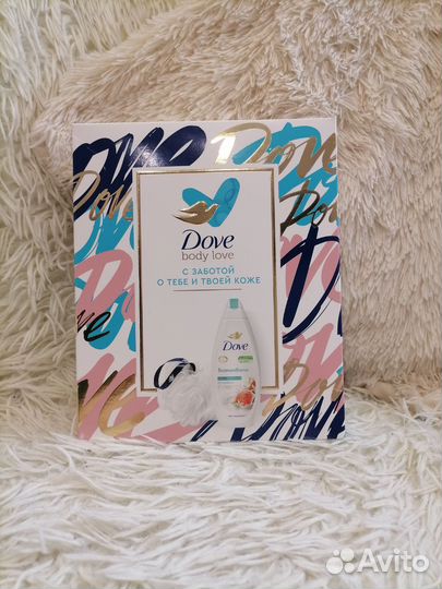 Подарочный набор, гель для душа Dove и мочалка