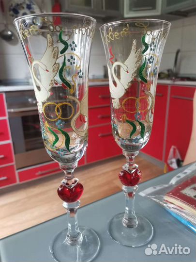 Свадебные бокалы ручной работы