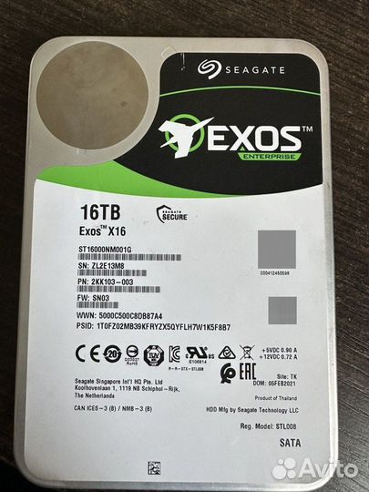 Жесткий диск Seagate Exos X16 16 TB (ST16000NM001G