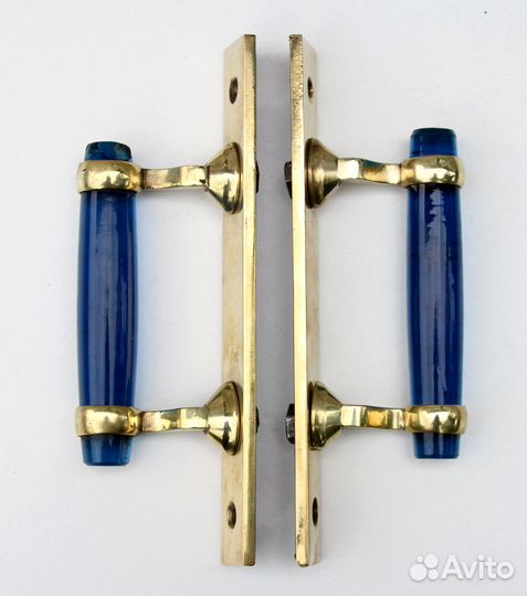 Ручки бронзовые Братья Бодровы Тула синее стекло