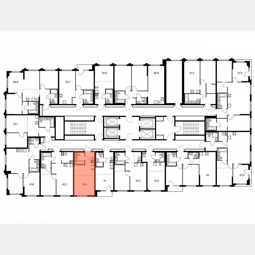Квартира-студия, 26,4 м², 23/32 эт.
