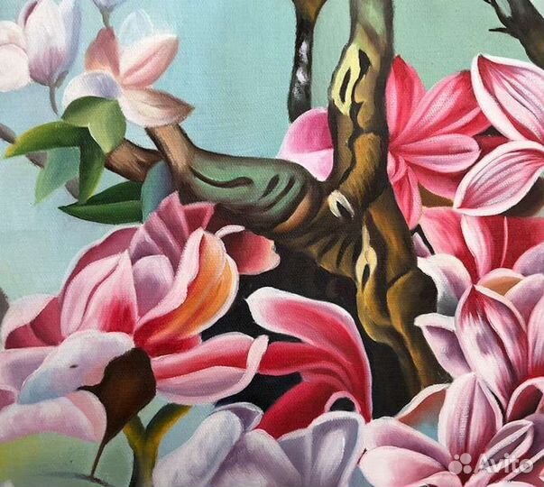 Картина маслом ручной работы Магнолия