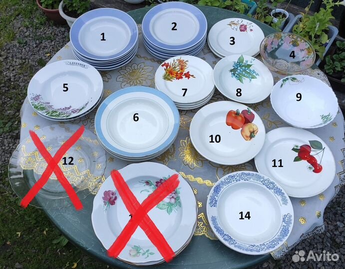 Рюмки, стаканы, кружки, тарелки, сервизы, супница