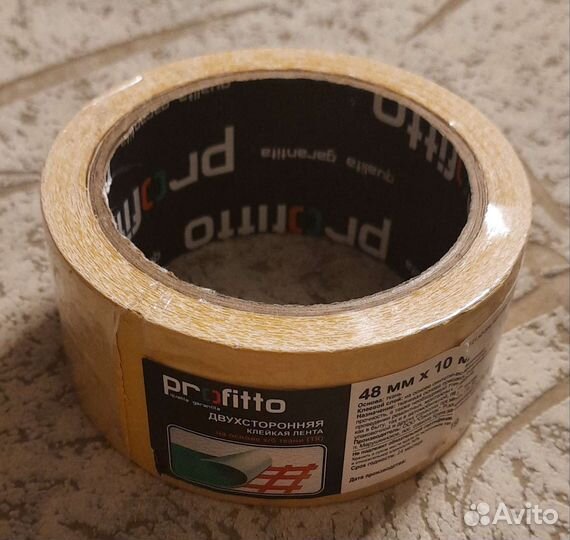Клейкая лента двухсторонняя 48ммх 10м profitto