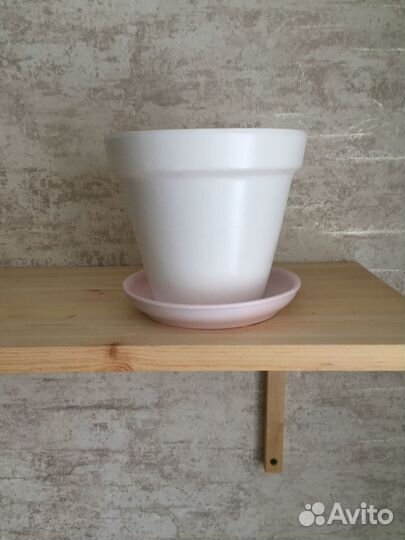 Белый керамический цветочный горшок 1,2л