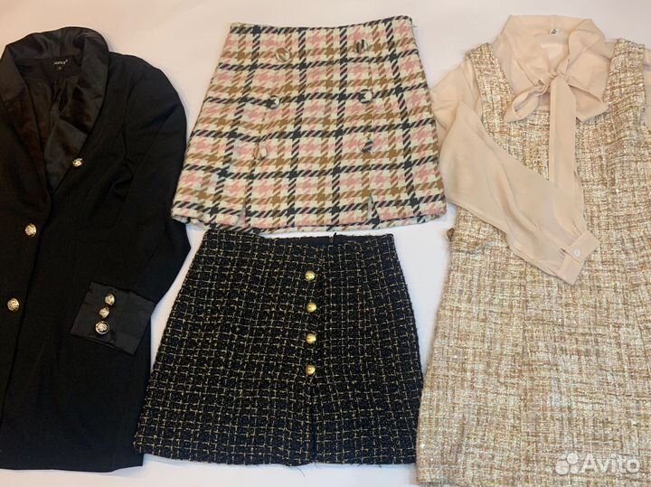 Вещи женские пакетом твидовые юбки и платье 40-42