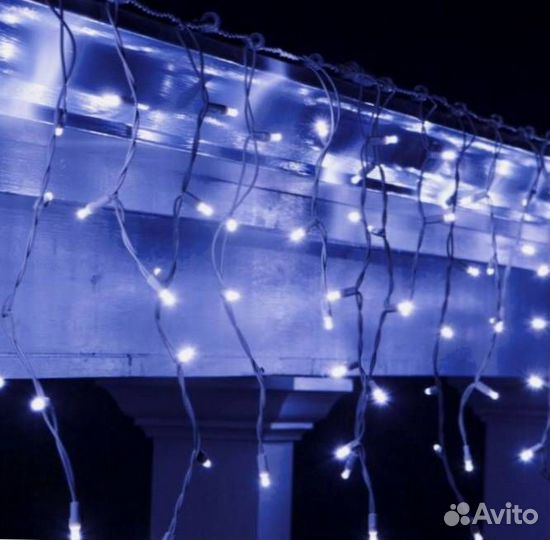 Фасадное освещение. Монтаж. Гирлянда бахрома