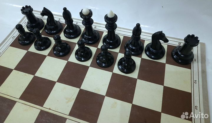 Шахматы СССР карболит, доска картон