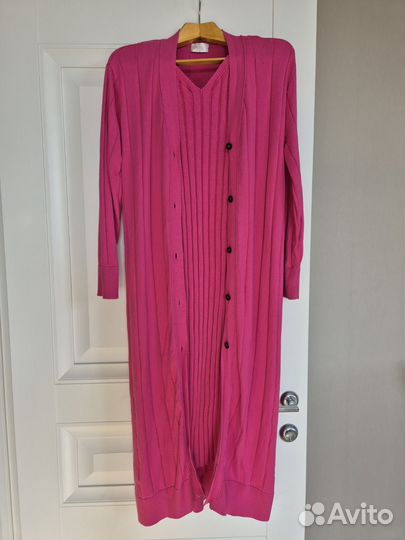 Кардиган длинный и платье комплект