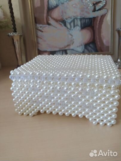 Шкатулка из бусин с подкладом