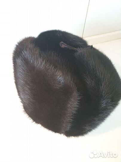 Норковая шапка мужская ушанка черная р58