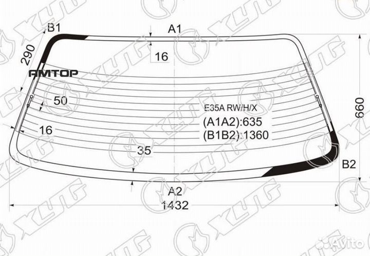 XYG E35A RW/H/X Стекло заднее с обогревом mitsubis