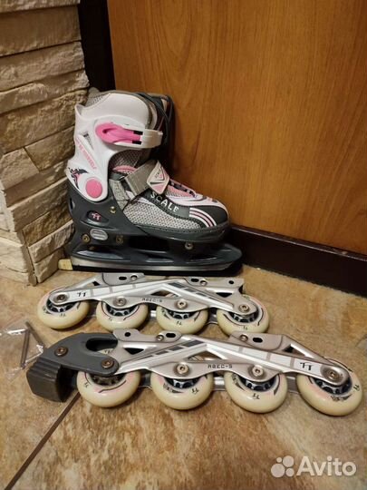 Коньки 2в1 раздвижные р. 33-36