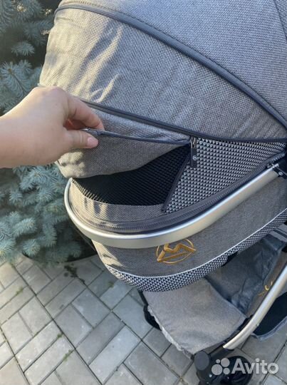 Коляска Люксмам v9 2 в1 и 3 в1 (светло серая )