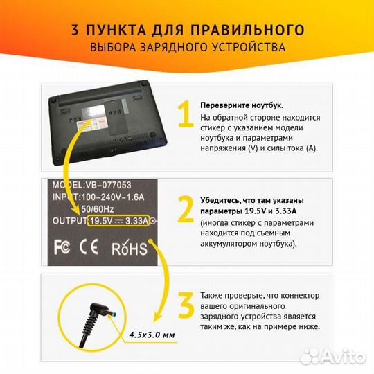 Блок питания для ноутбука HP Envy 15, Compaq 14-a