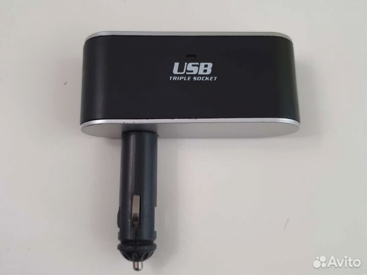 Разветвитель прикуривателя 3 гнезда + USB skyway