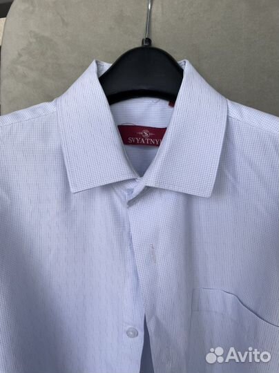 Детская рубашка голубая на мальчика 158