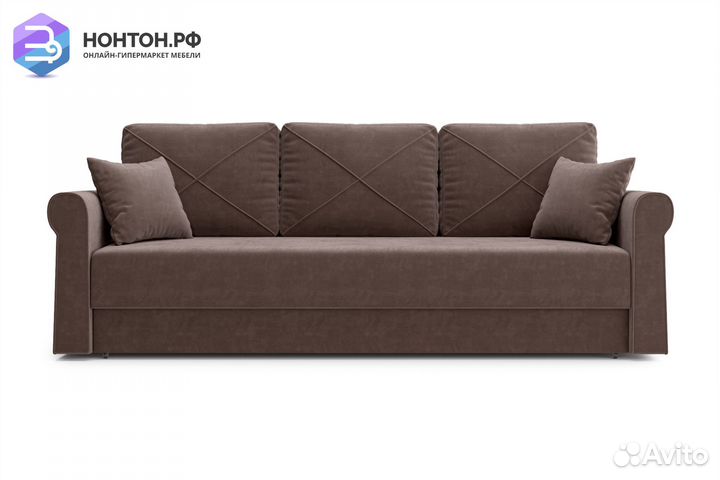Диван еврокнижка Лира 3-х местный коричневый