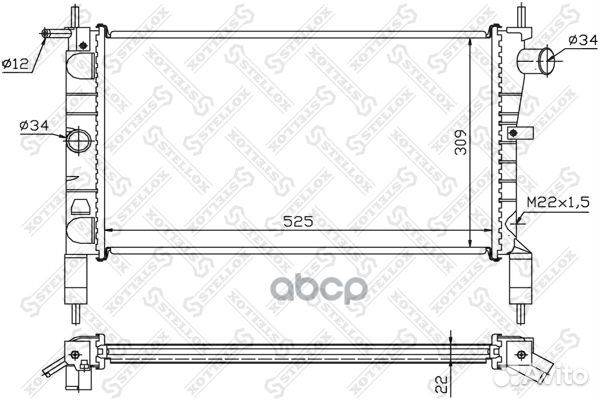 Радиатор opel astra 1.4i 1.6i 91 без ac Stellox
