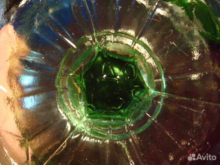 Ваза Конфетница Зеленое Цветное Стекло СССР