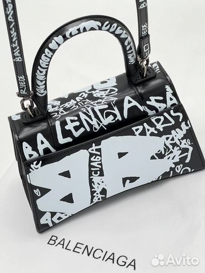 Сумка Balenciaga hourglass graffiti черная