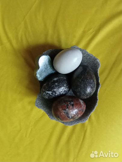 Тарелки и яйца из камня, ручная работа, новые