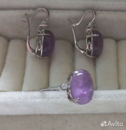 Серебряные серьги с аметистом