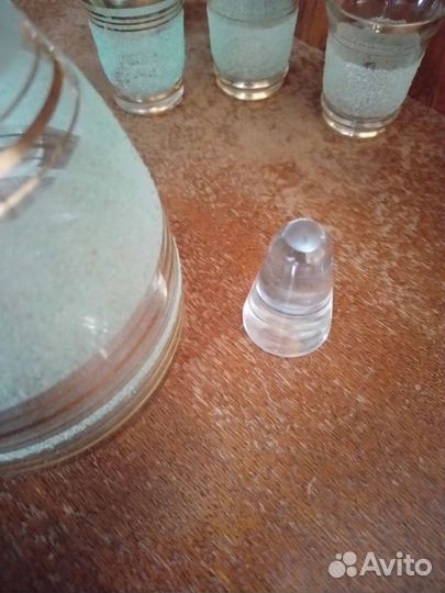 Графин и стопки, зеленое обсыпное стекло, СССР