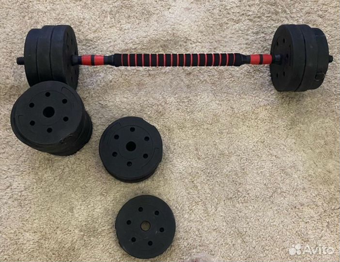2 гантели по 10кг. Штанга 20кг