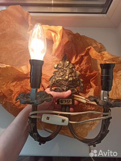 Бра подсвечник СССР двухрожковый, работающий, #2