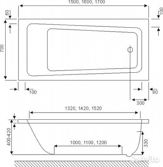 Ванна акриловая Excellent Ava 170x70