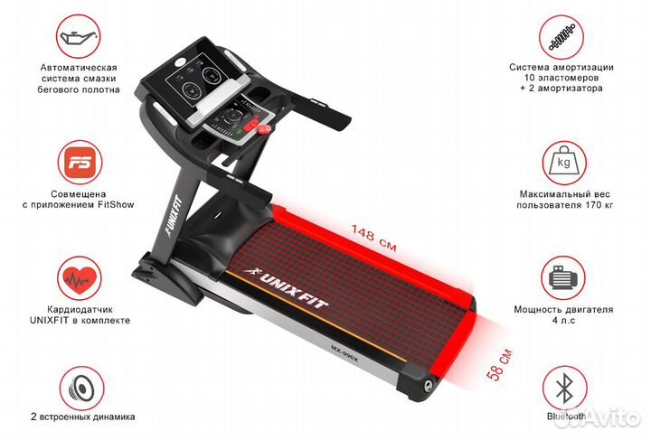 Беговая дорожка unix Fit MX-990X