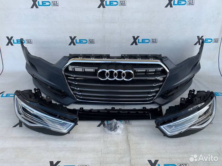 Передний бампер Audi A6 C7 S Line + фары Matrix