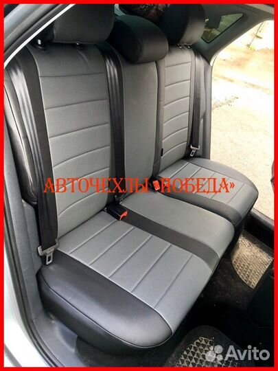 Чехлы Volkswagen Polo 1 из экокожи чёрно-серые